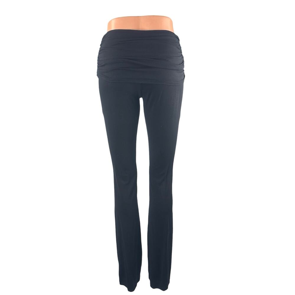 Miaou Women's Black Ruched Mid Rise Flared Bootcut Lounge Yoga Pants Size XS - Picture 3 of 5